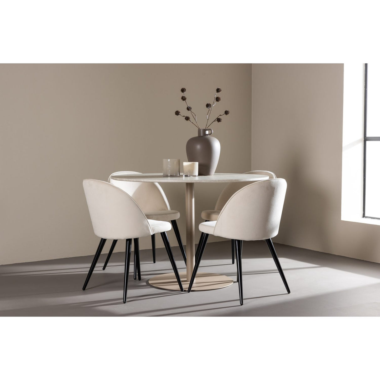 Lycke, Velvet Rund matgrupp Beige,Svart, Beige, ⌀110