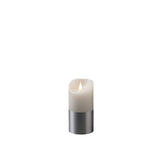 Vaxljus vitt med folie LED timer 4/8h 2xC Dekorationsljus El 7,5x15,5cm, Silver