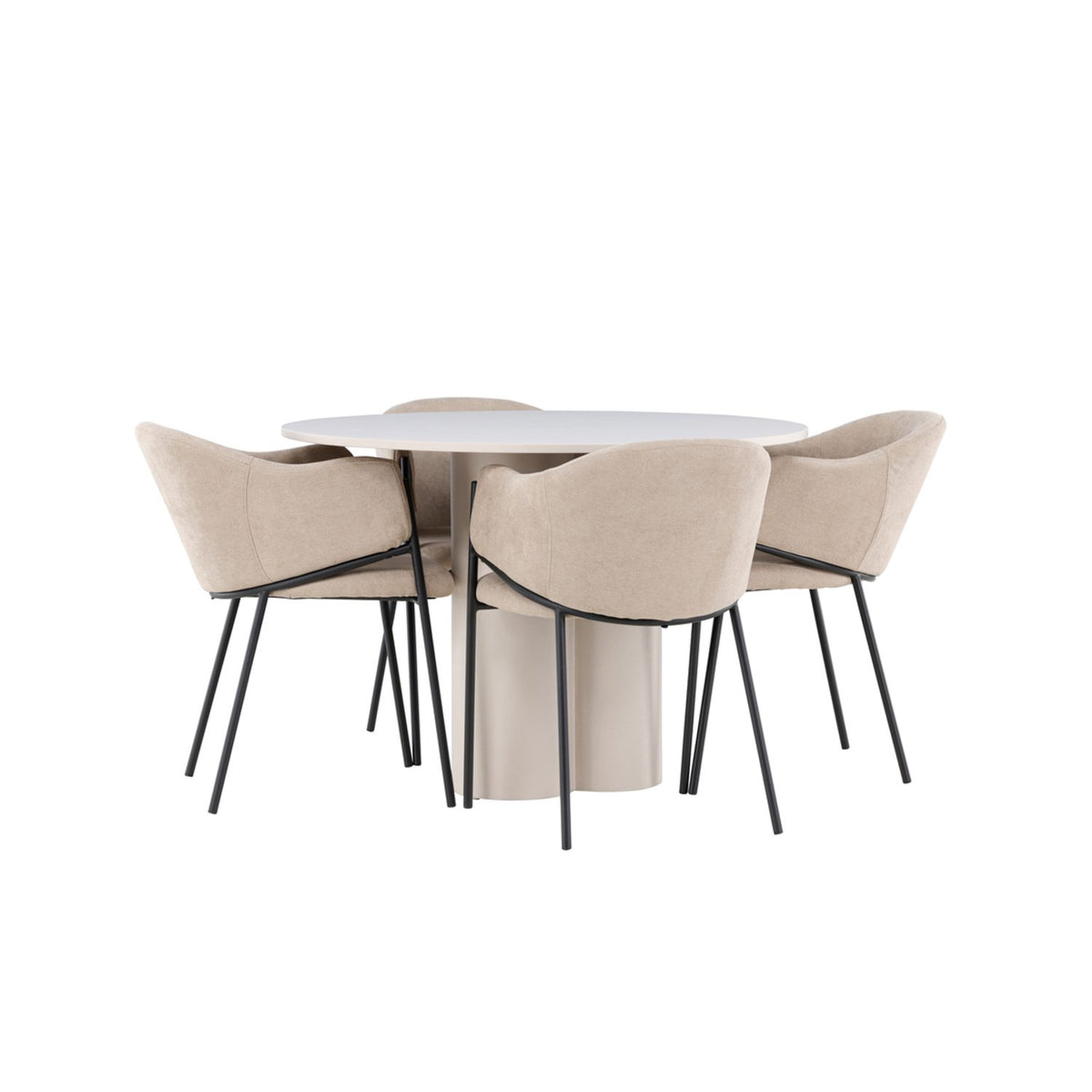Olivia, Evelina Rund matgrupp Beige,Svart, Beige, ⌀110