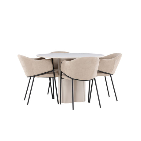 Olivia, Evelina Rund matgrupp Beige,Svart, Beige, ⌀110