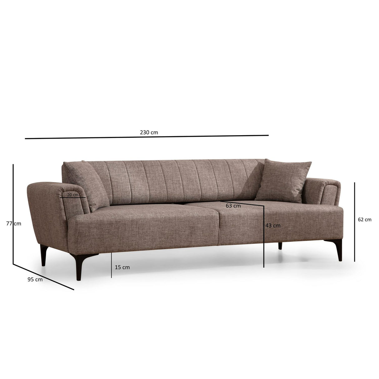 Jakarta (230 x 95 x 77 cm) 3-sits bäddsoffa Ljusbrun