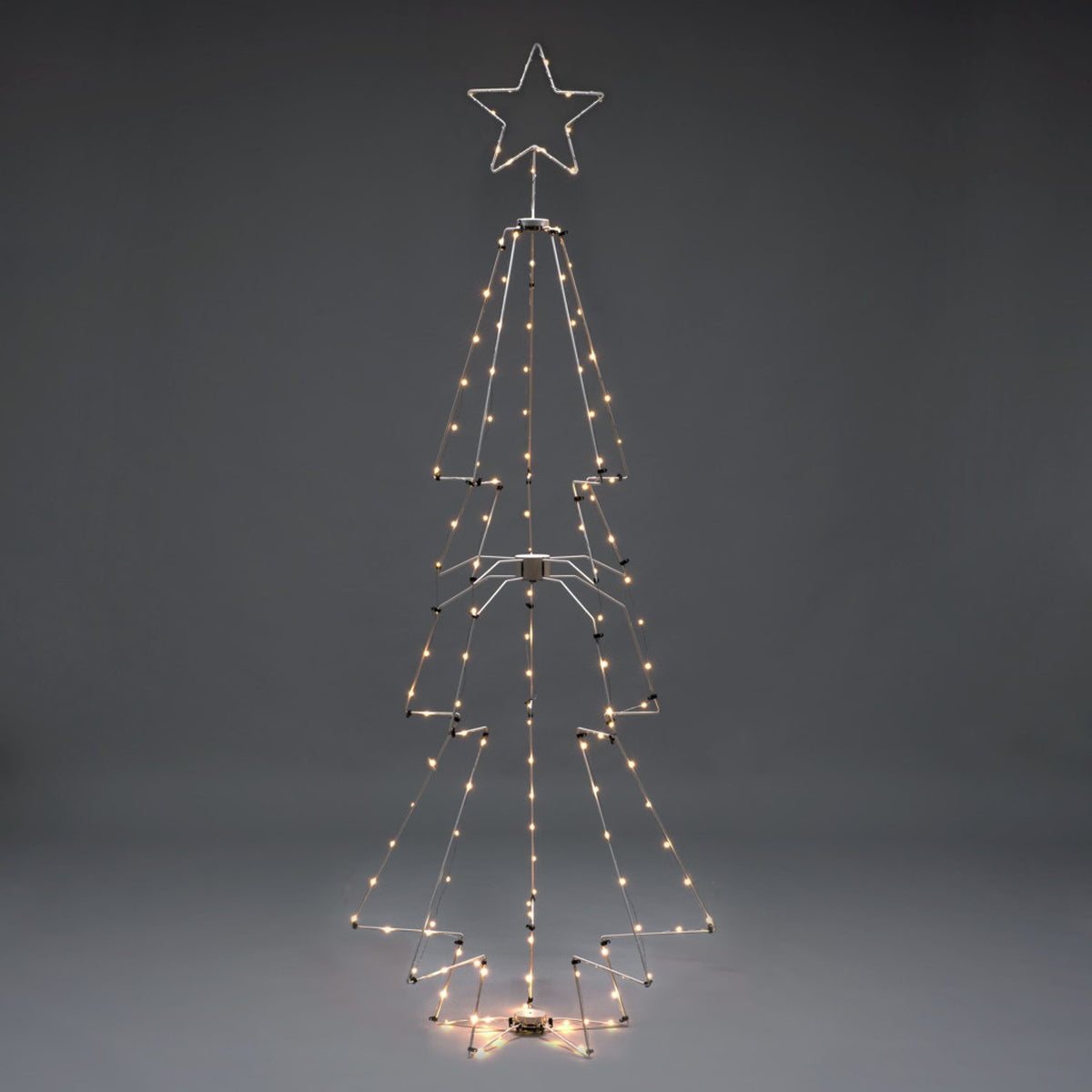 Metall med toppstjärna 210cm 145 LED Gran med Belysning Vit