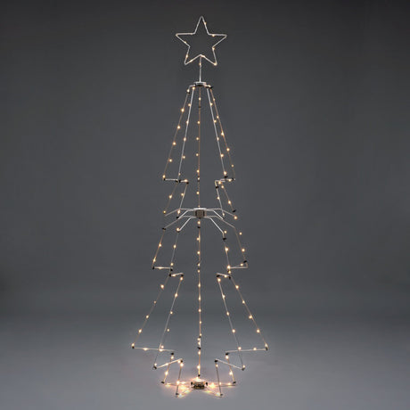 Metall med toppstjärna 210cm 145 LED Gran med Belysning Vit
