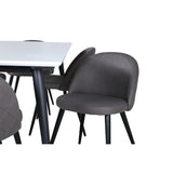 Jimmy, Velvet Rektangulär matgrupp Svart,Grå, Svart,Vitt, 195 x 90
