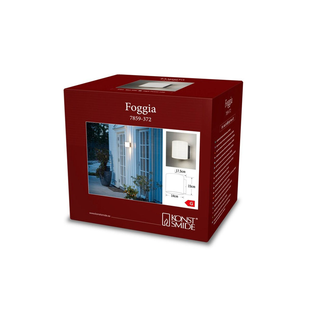 Foggia HP-LED 10W Mörkgrå/Opal Vägglampa Ute