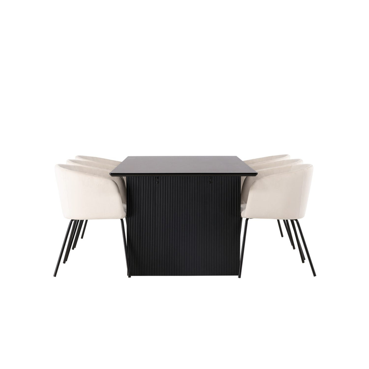 Vail, Berit Rektangulär matgrupp Beige, Svart, Svart, 200 x 100