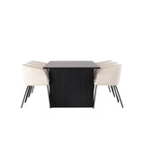 Vail, Berit Rektangulär matgrupp Beige, Svart, Svart, 200 x 100