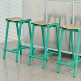 Taburete 8 75 cm Barpall ekfaner med vattenbaserad lack, Soft jade – pulverlackerat stål