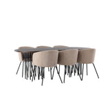Stone, Berit Rektangulär matgrupp Beige, Svart, Svart, Mocka, 220 x 100