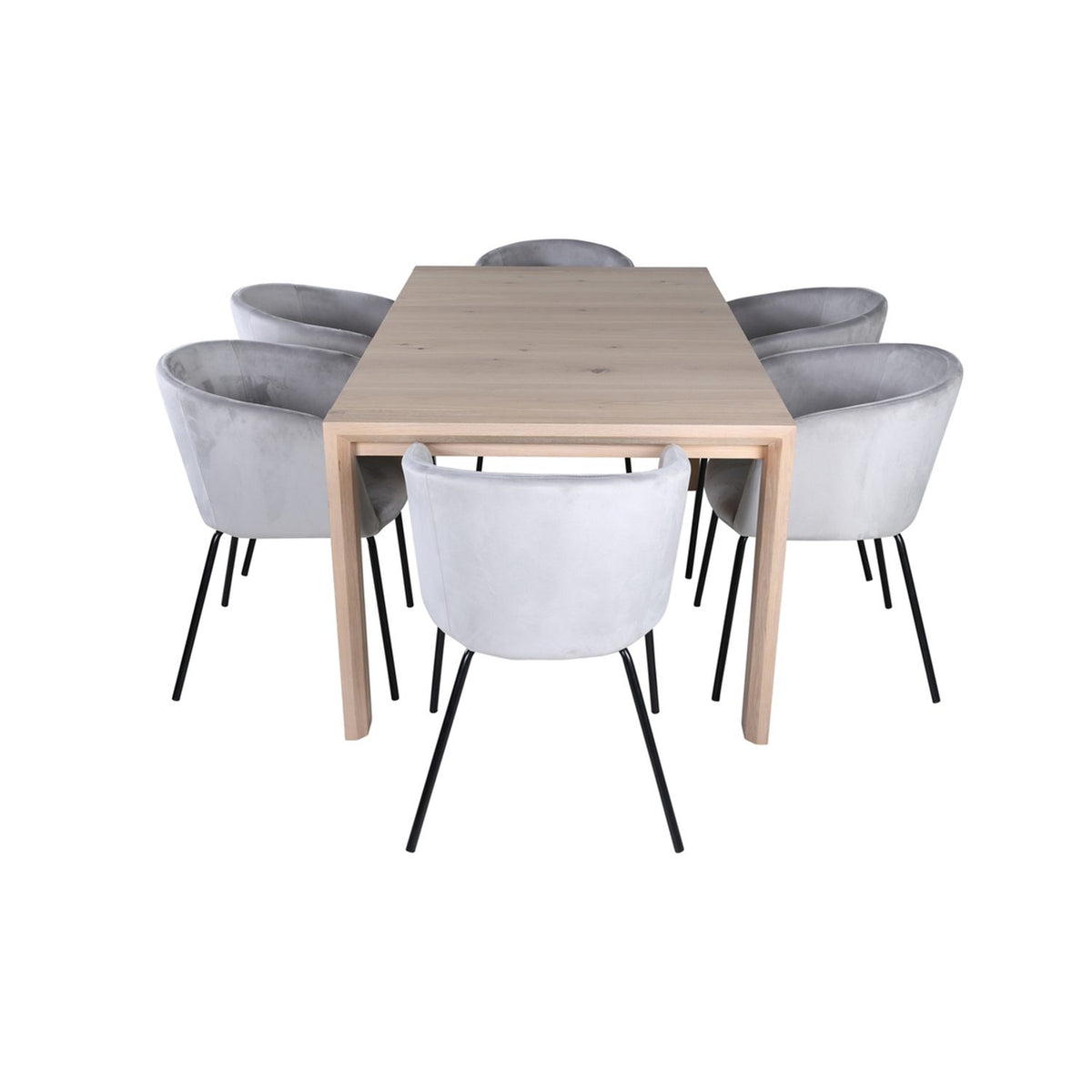 Slider, Berit Rektangulär matgrupp Svart,Grå, Vitlaserad, 170 x 95