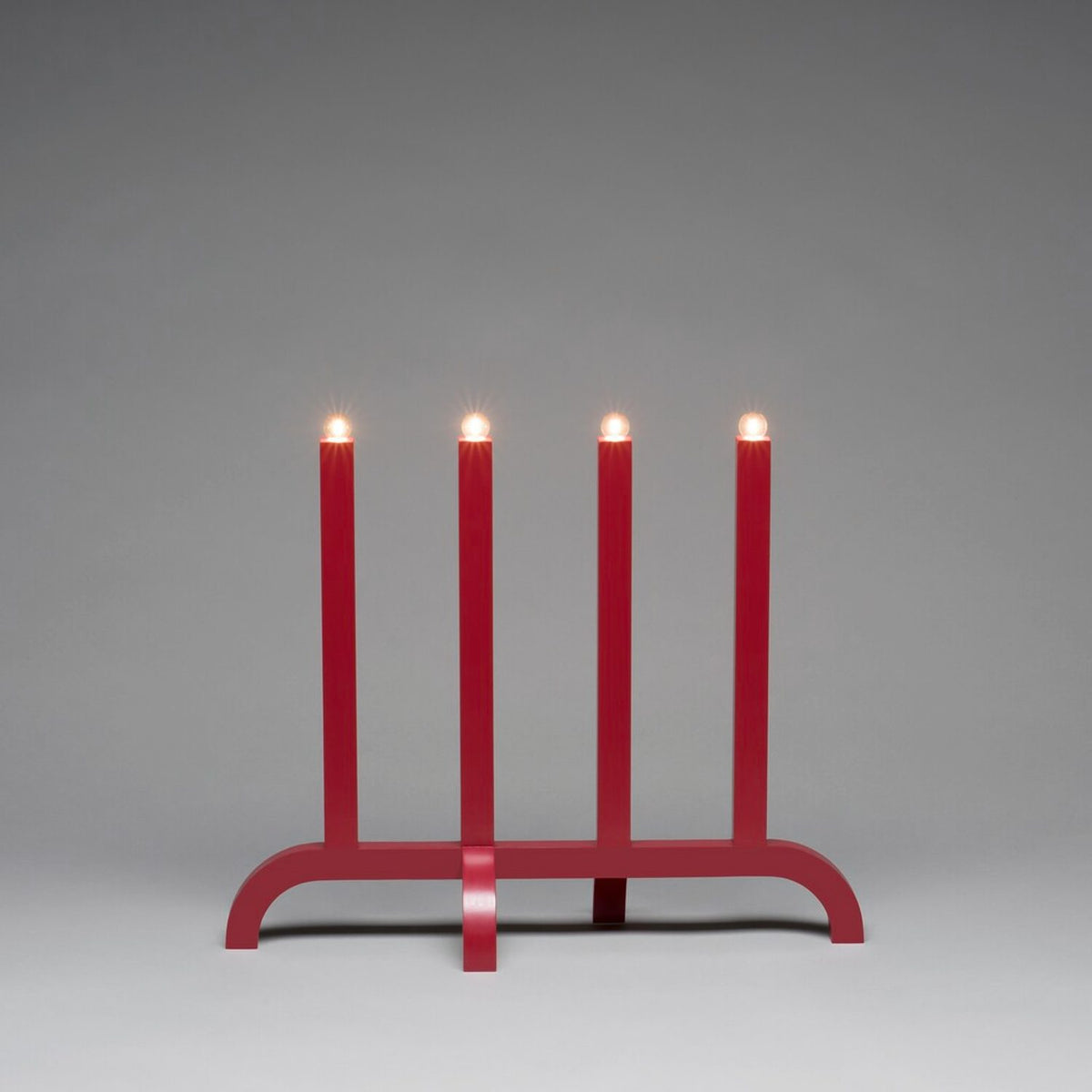 4 Ljus LED Trä 50 cm Elljusstake Röd