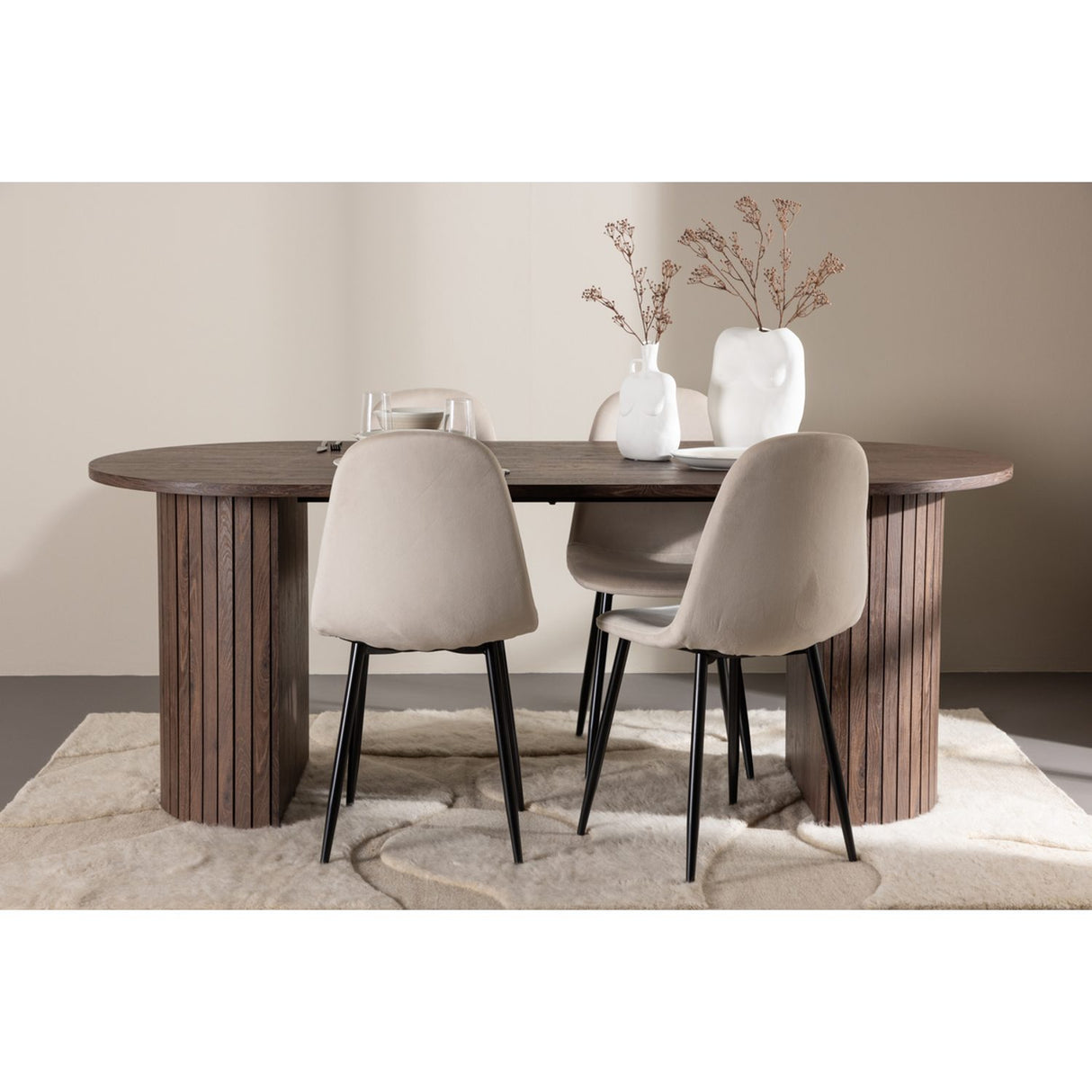 Härön, Polar Ovalt matgrupp Beige,Svart, Mocka, 200 x 90