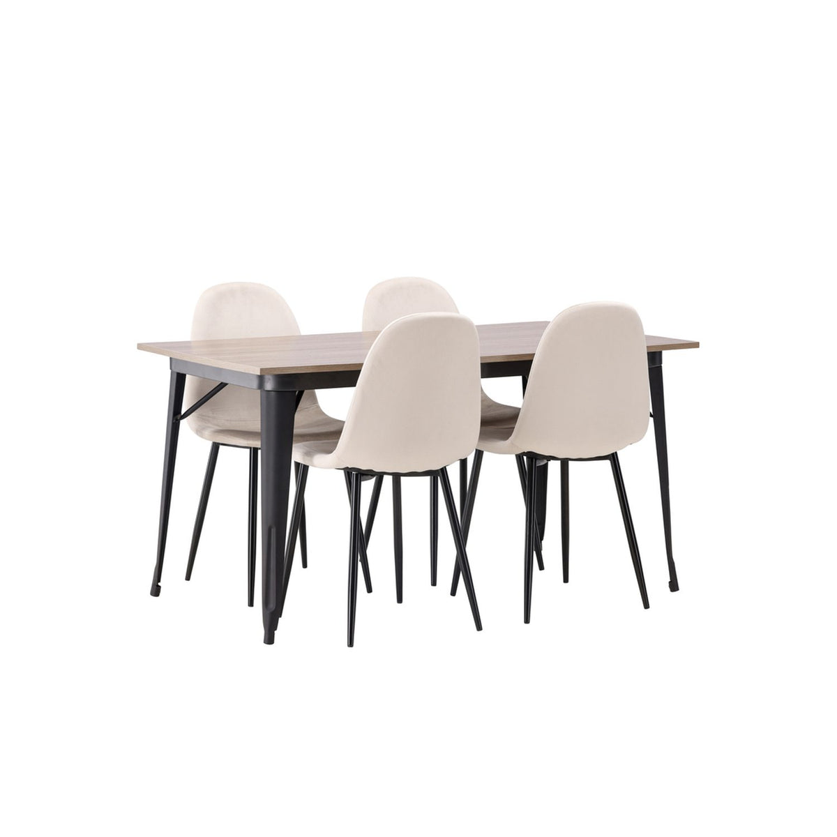Tempe, Polar Rektangulär matgrupp Beige, Svart, Valnöt, 140 x 80