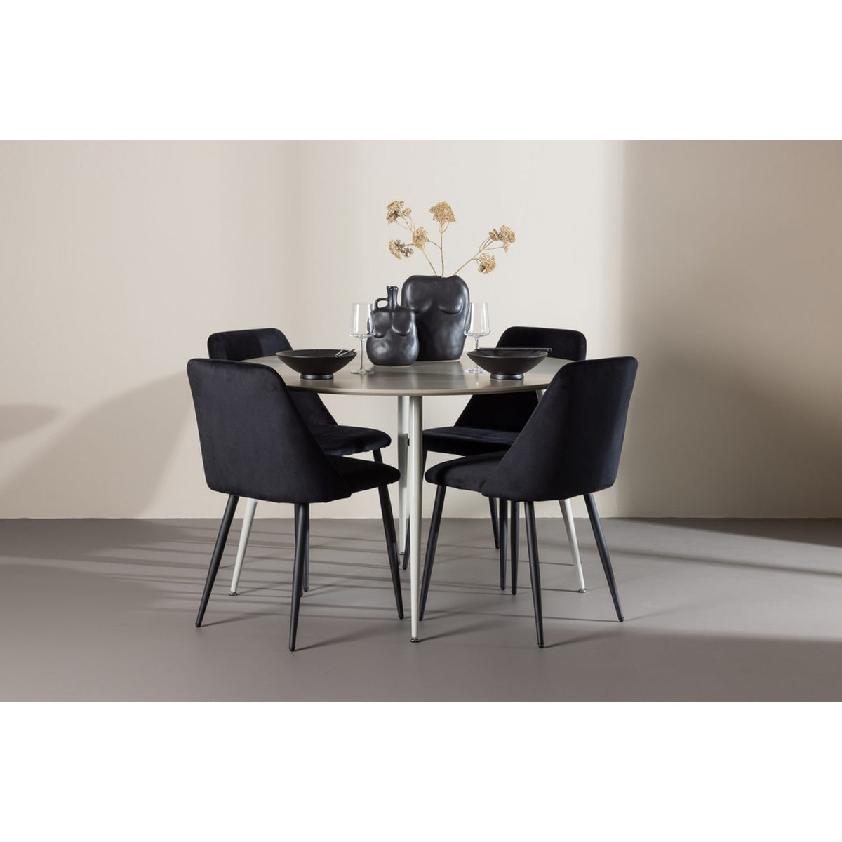 Plaza, Night Rund matgrupp Svart, Beige, ⌀120