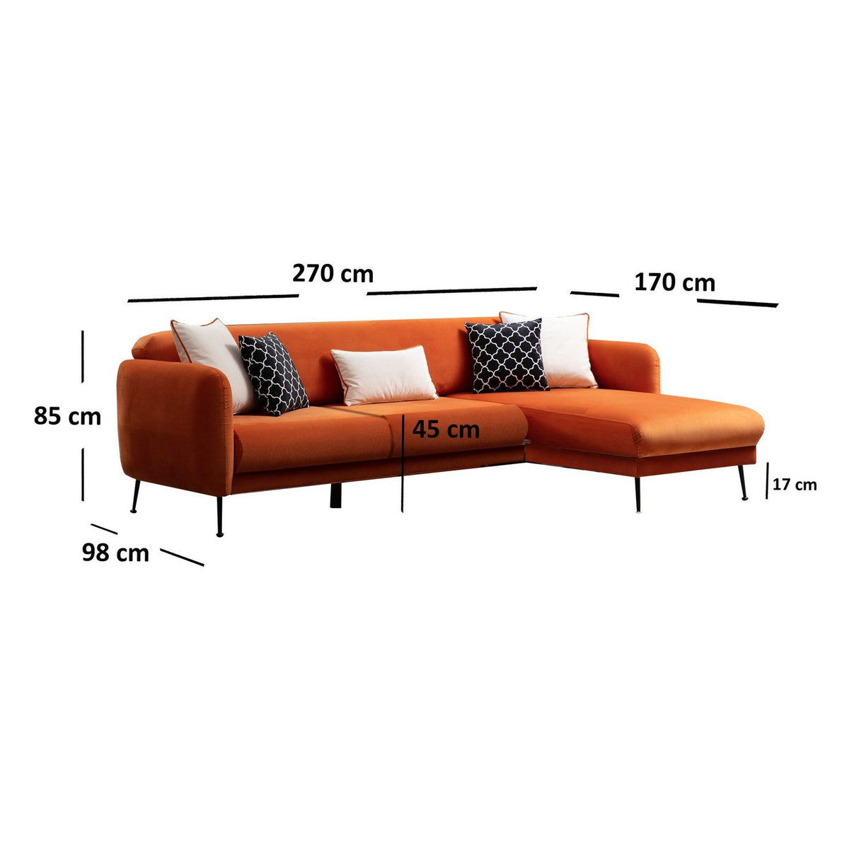 Roseau Hörn (270-170 x 98 x 85 cm) Bäddsoffa, hörn Höger