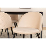 Pelle, Velvet Rektangulär matgrupp Beige, Svart, Svart, 190 x 90