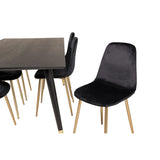 Dipp, Polar Rektangulär matgrupp Svart, Guld, Svart, Guld, 180 x 90
