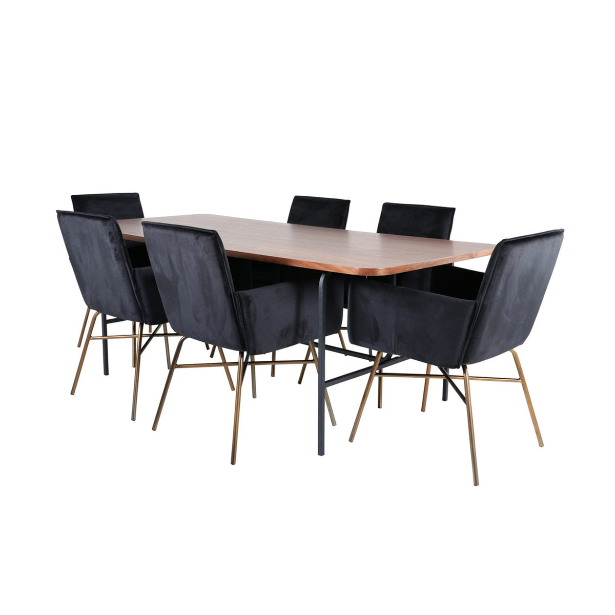 Uno, Petra Rektangulär matgrupp Svart,Koppar, Svart,Natur, 200 x 90