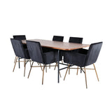 Uno, Petra Rektangulär matgrupp Svart,Koppar, Svart,Natur, 200 x 90