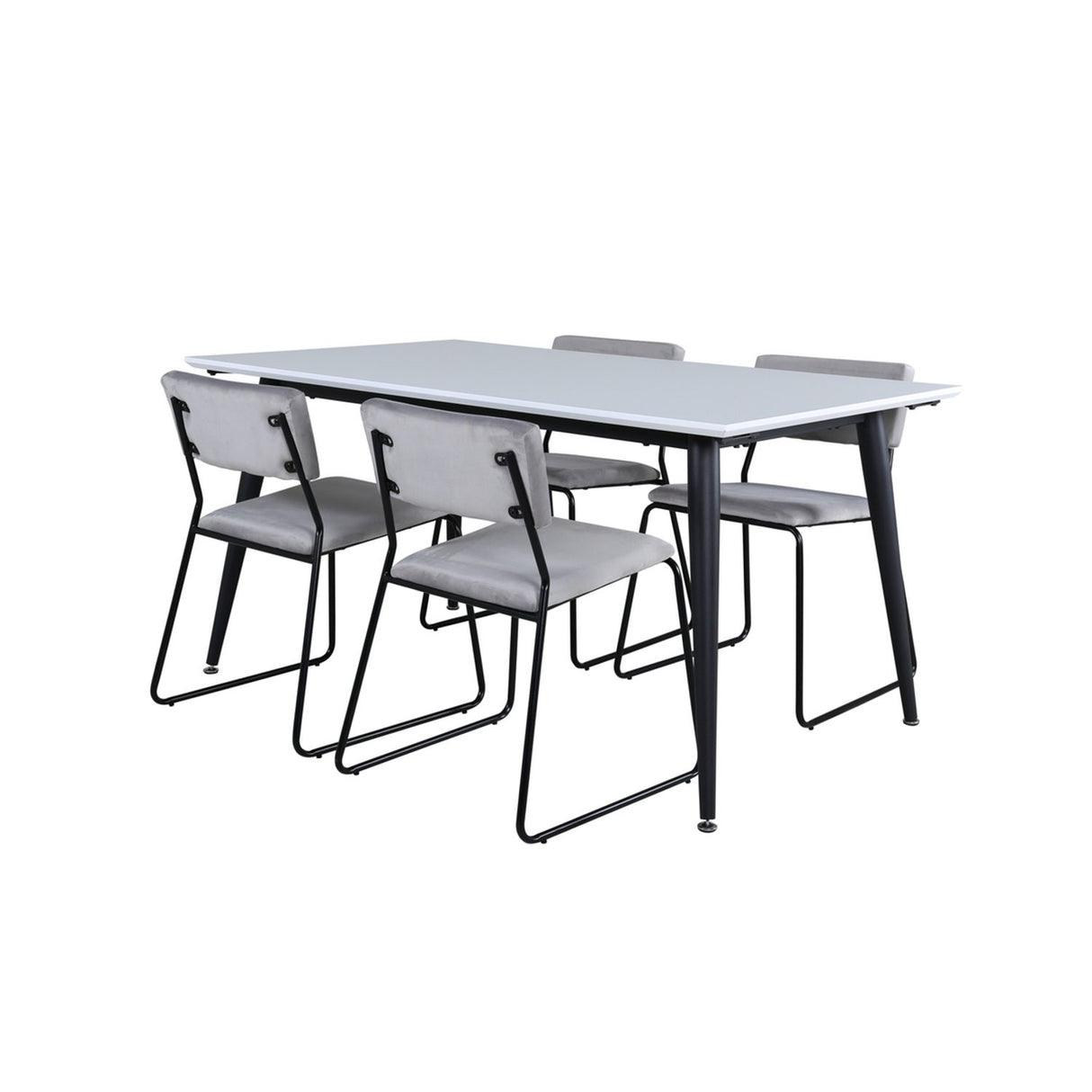 Jimmy, Kenth Rektangulär matgrupp Svart, ljusgrå, Svart,Vitt, 150 x 90