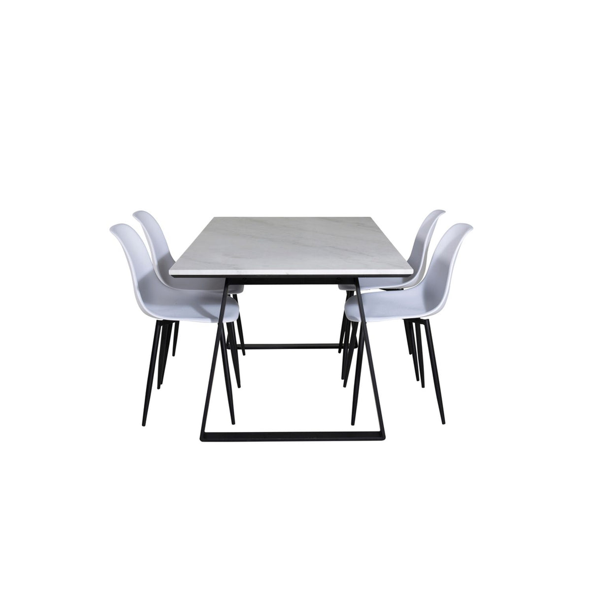 Estelle, Polar Rektangulär matgrupp Svart, vit, Svart, vit, 140 x 90