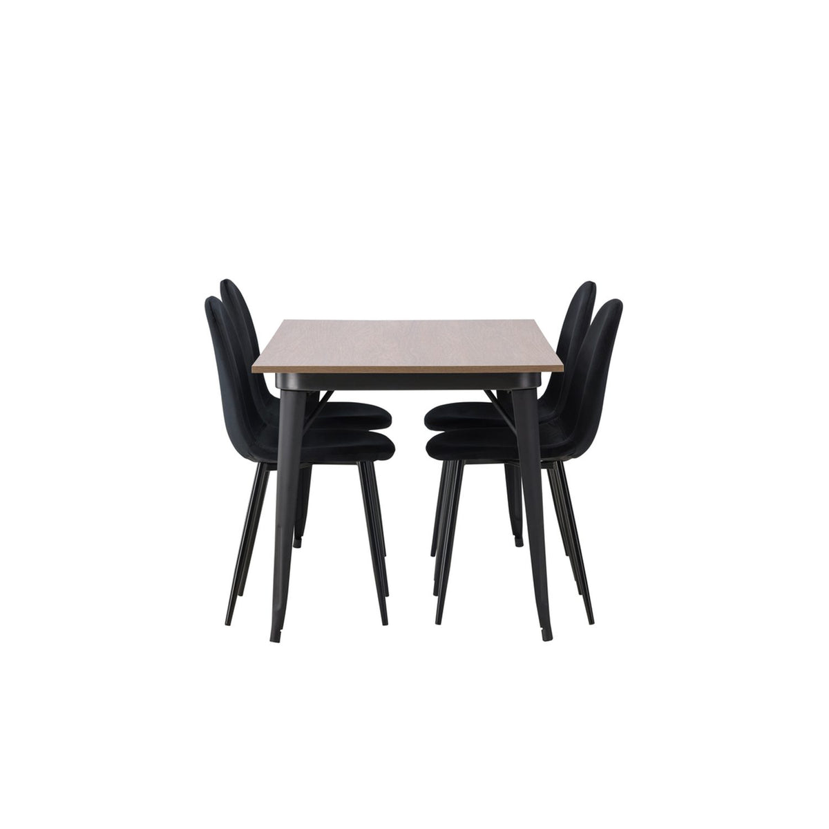 Tempe, Polar Rektangulär matgrupp Svart, Valnöt, 140 x 80