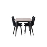 Tempe, Polar Rektangulär matgrupp Svart, Valnöt, 140 x 80