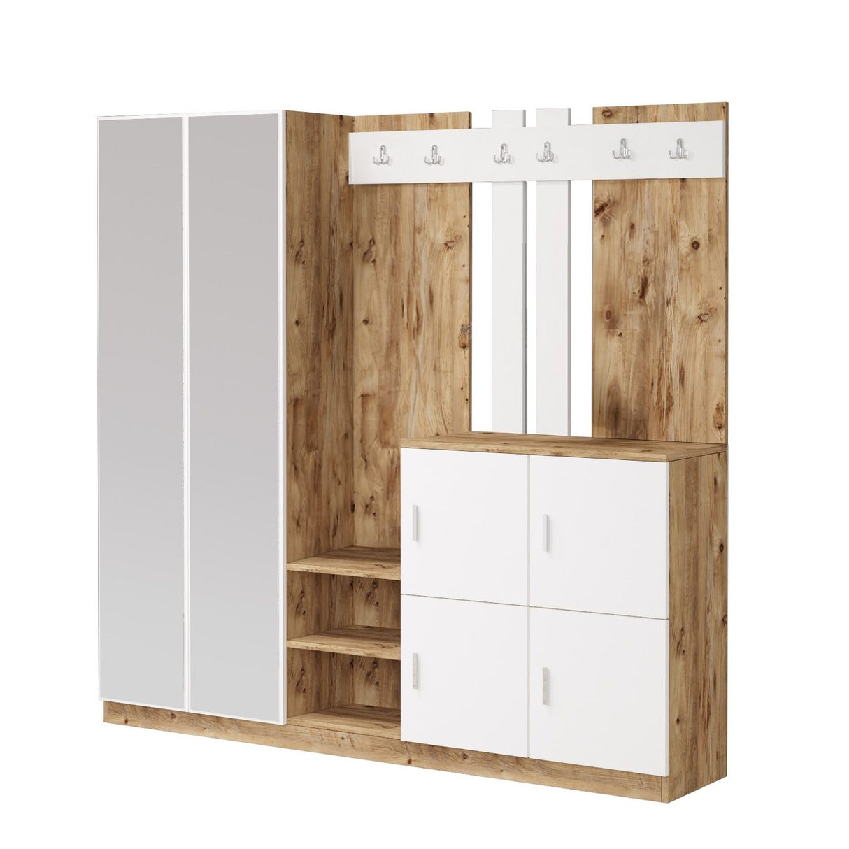 Zelino (187,2 x 180 x 37,5 cm) Hallstativ Atlantisk furu Vit