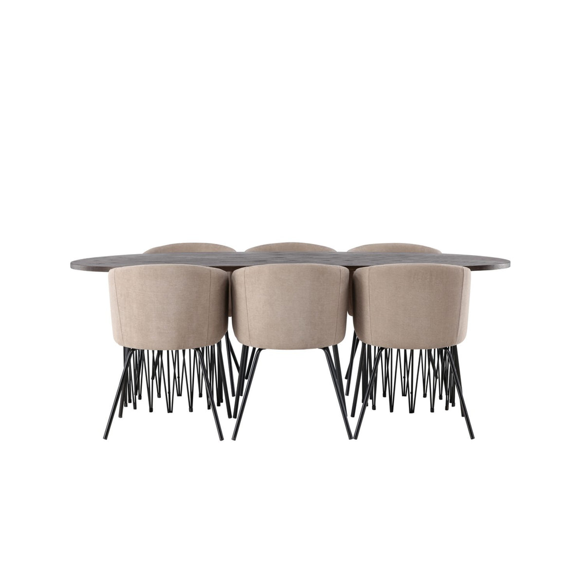 Stone, Berit Rektangulär matgrupp Beige, Svart, Svart, Mocka, 220 x 100