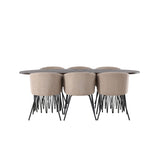 Stone, Berit Rektangulär matgrupp Beige, Svart, Svart, Mocka, 220 x 100