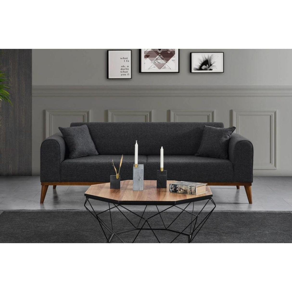 Astana 3-sits (222 x 90 x 80 cm) 3-sits bäddsoffa Antracit