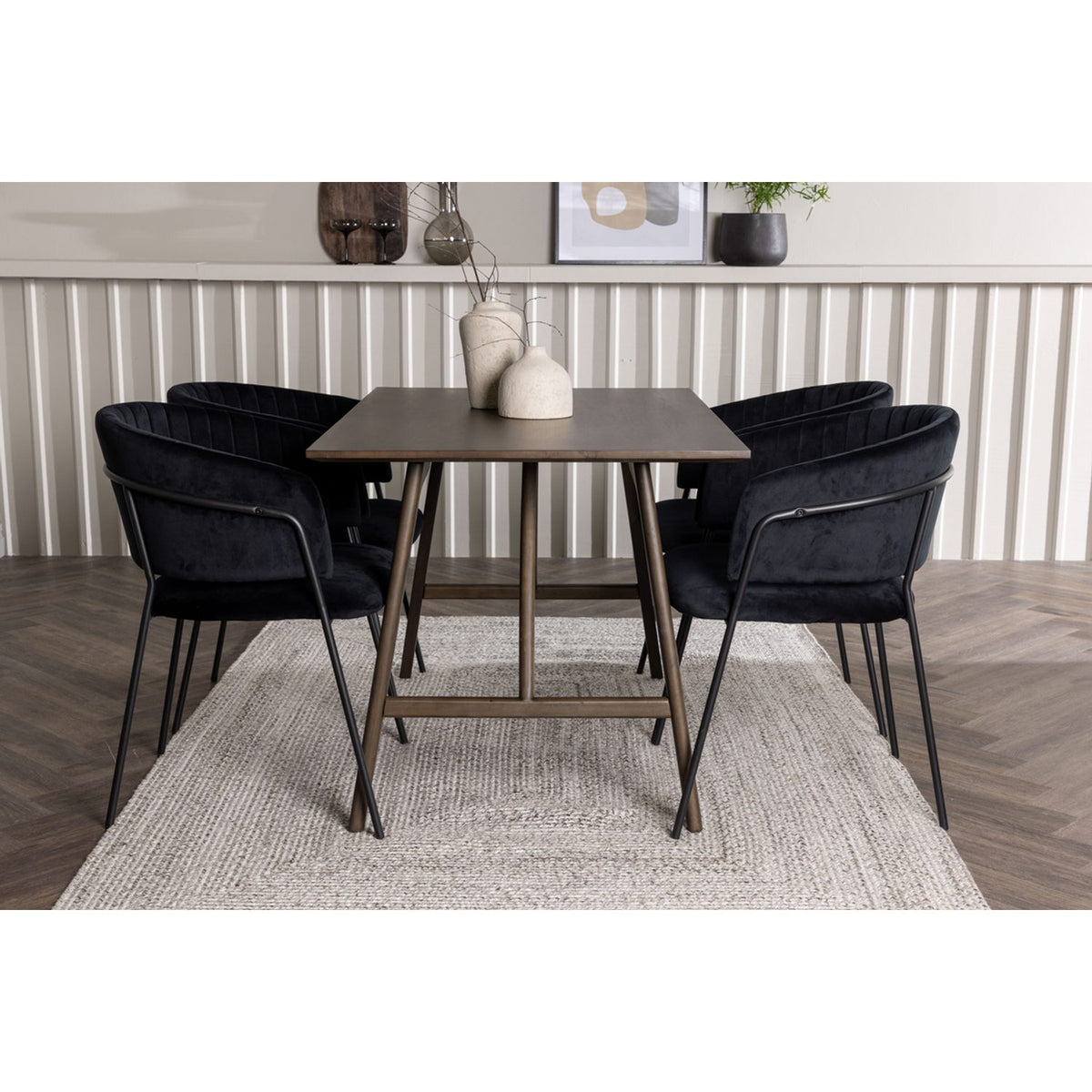 Kaseidon, Selma Rektangulär matgrupp Svart, Mörkbrun, 120 x 80