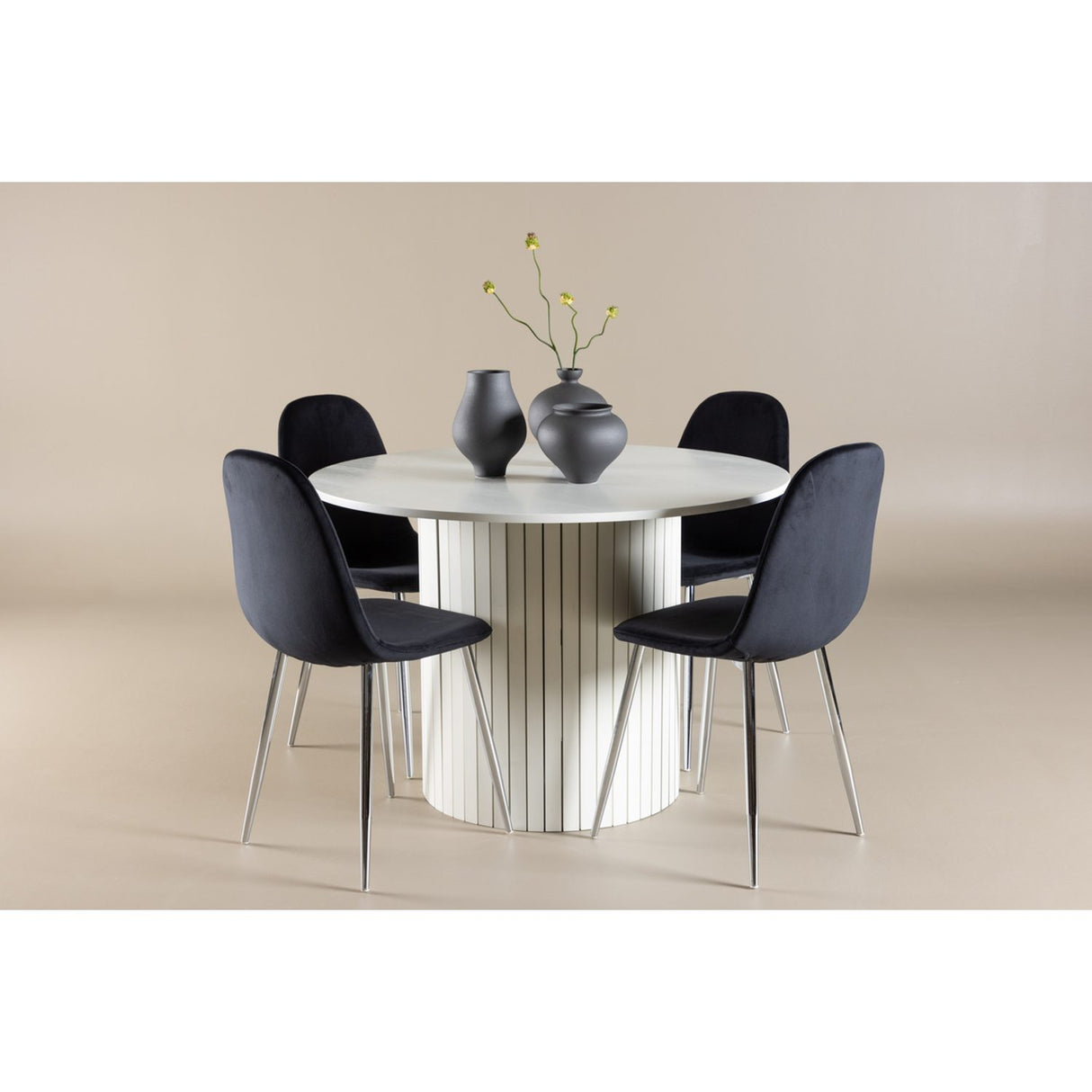 Härön, Polar Rund matgrupp Svart,Silver, Vit, ⌀110