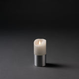 Vaxljus vitt med folie LED timer 4/8h 2xC Dekorationsljus El 7,5x15,5cm, Silver