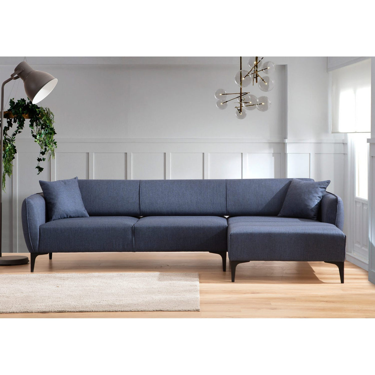 Gaborone (270-140 x 95 x 67 cm) Hörnsoffa Blå, Höger
