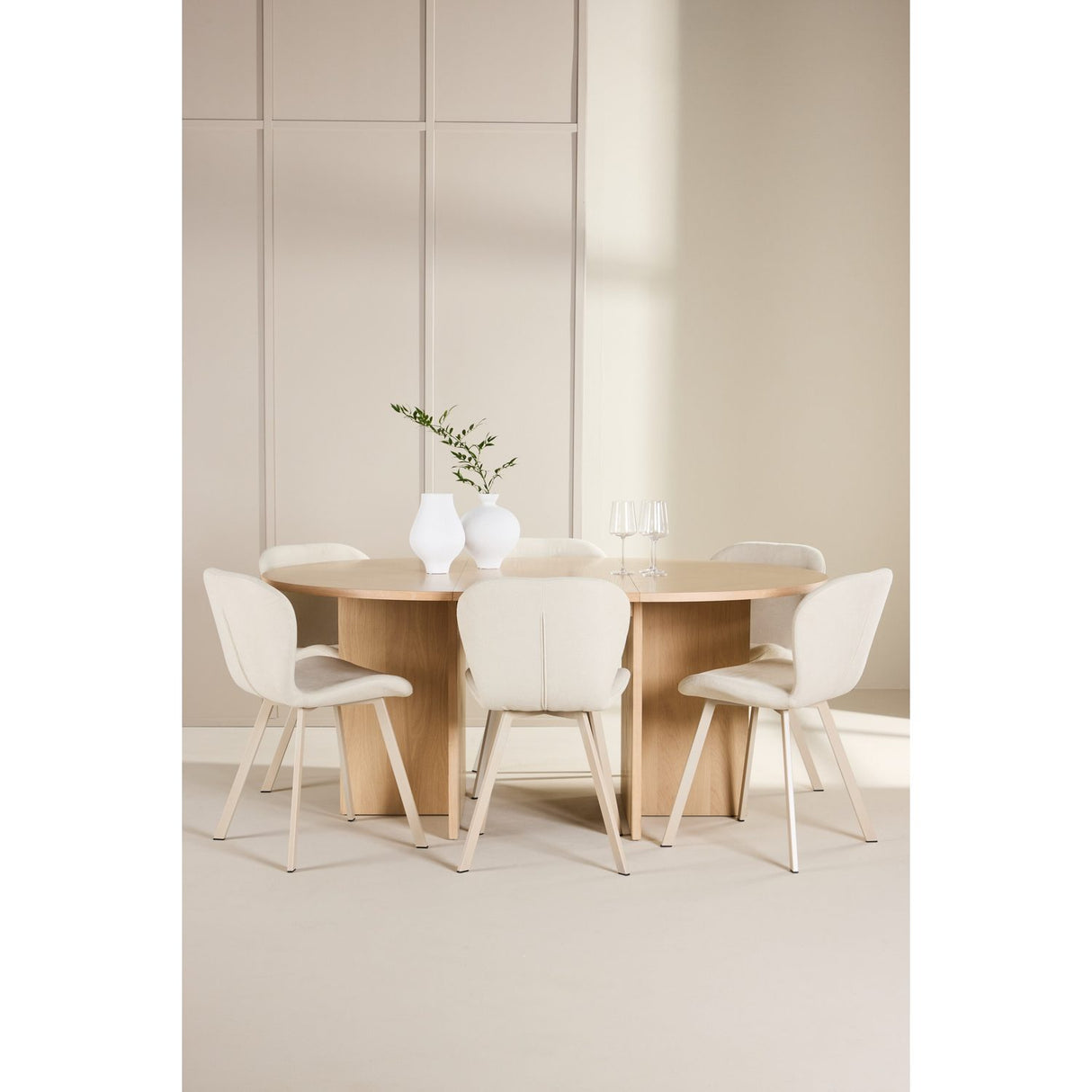 Strada, Lilja Oval matgrupp Beige, Vitpigmenterad, ⌀120