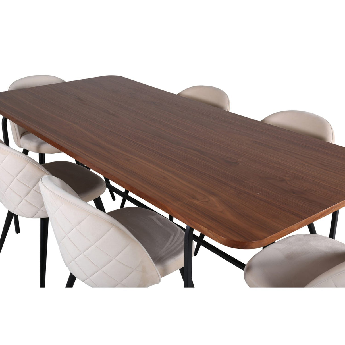 Uno, Velvet Rektangulär matgrupp Beige, Svart, Svart,Natur, 200 x 90
