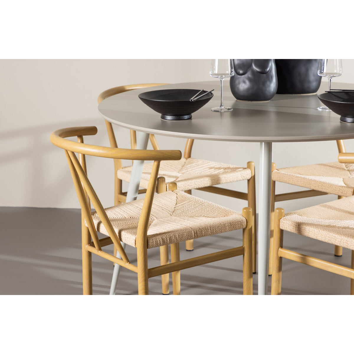Plaza, Alfons Rund matgrupp Natur, Beige, ⌀120
