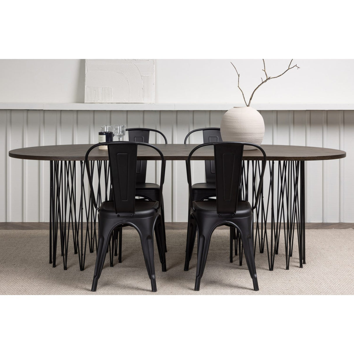 Stone, Tempe Ovalt matgrupp Svart, Svart,mocka, 220 x 100