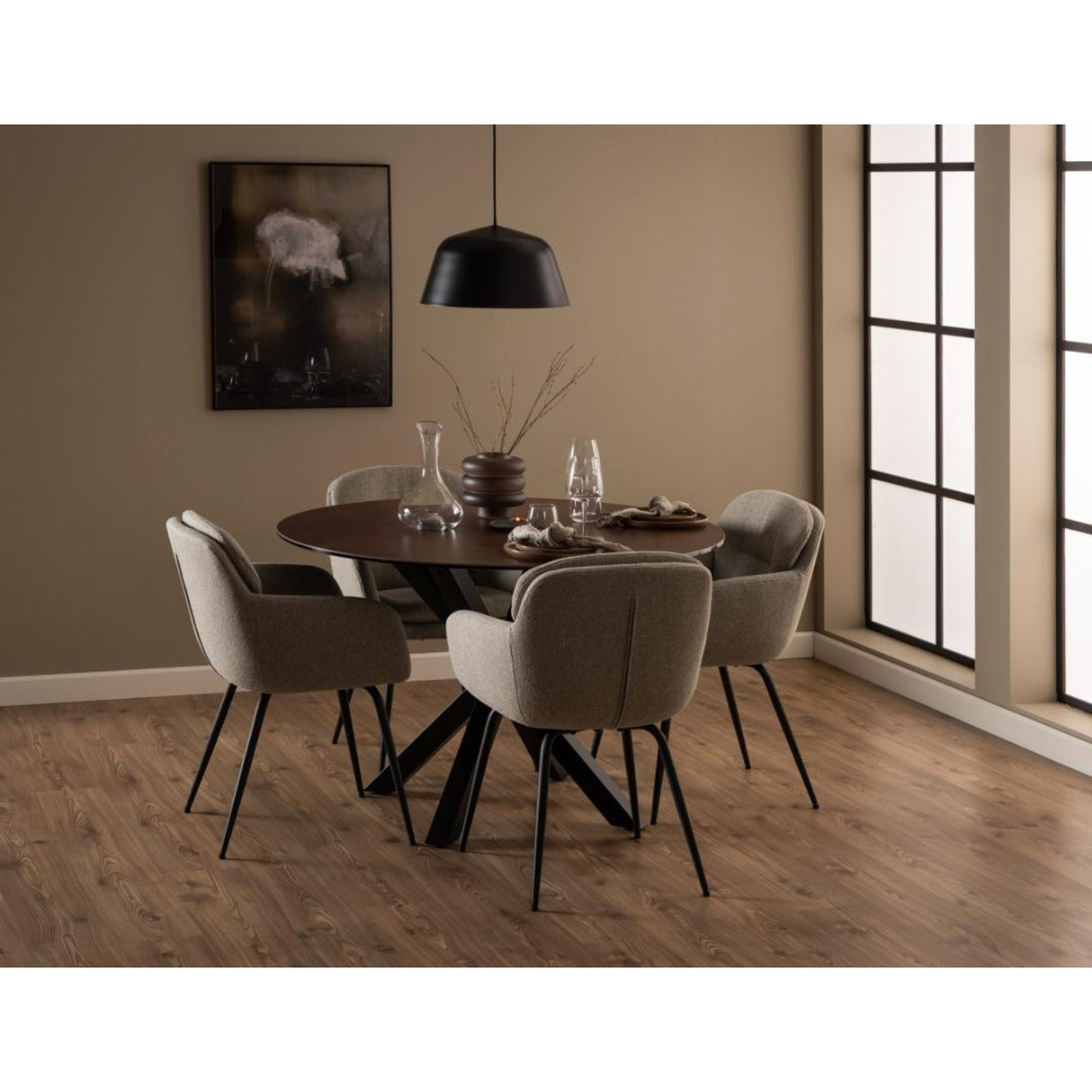 Charlize Matstol med Armstöd Alea tyg Beige