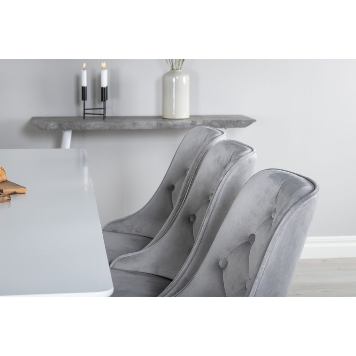 Polar, Velvet Deluxe Rektangulär matgrupp Svart,Ljusgrå, Vit, 180 x 90