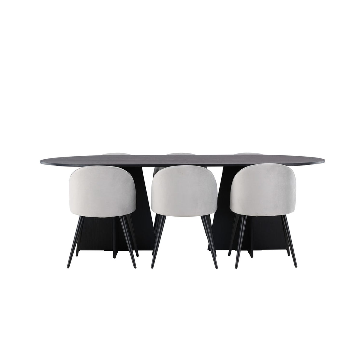 Bootcut, sammet Rektangulär matgrupp Svart,Grå, Svart, 230 x 115