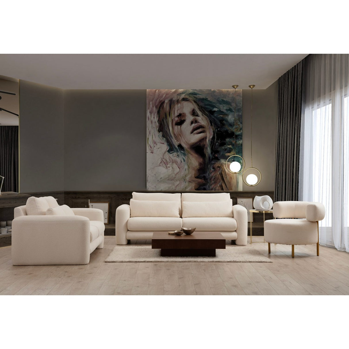 Tallinn (215 x 97 x 73 cm) 3-sitssoffa Creme