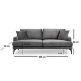Tbilisi 3-sits (205 x 90 x 88 cm) 3-sitssoffa Grå