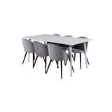 Polar, Velvet Rektangulär matgrupp Svart,Grå, Vit, 180 x 90