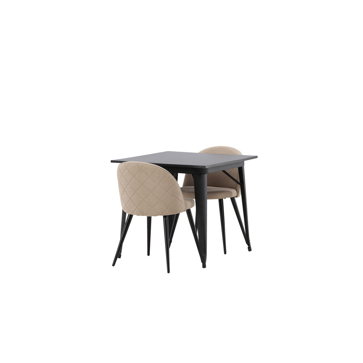 Tempe, Velvet Rektangulär matgrupp Beige, Svart, Svart, 80 x 80
