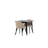 Tempe, Velvet Rektangulär matgrupp Beige, Svart, Svart, 80 x 80