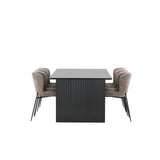 Vail, Modesto Rektangulär matgrupp Beige, Svart, Svart, 200 x 100