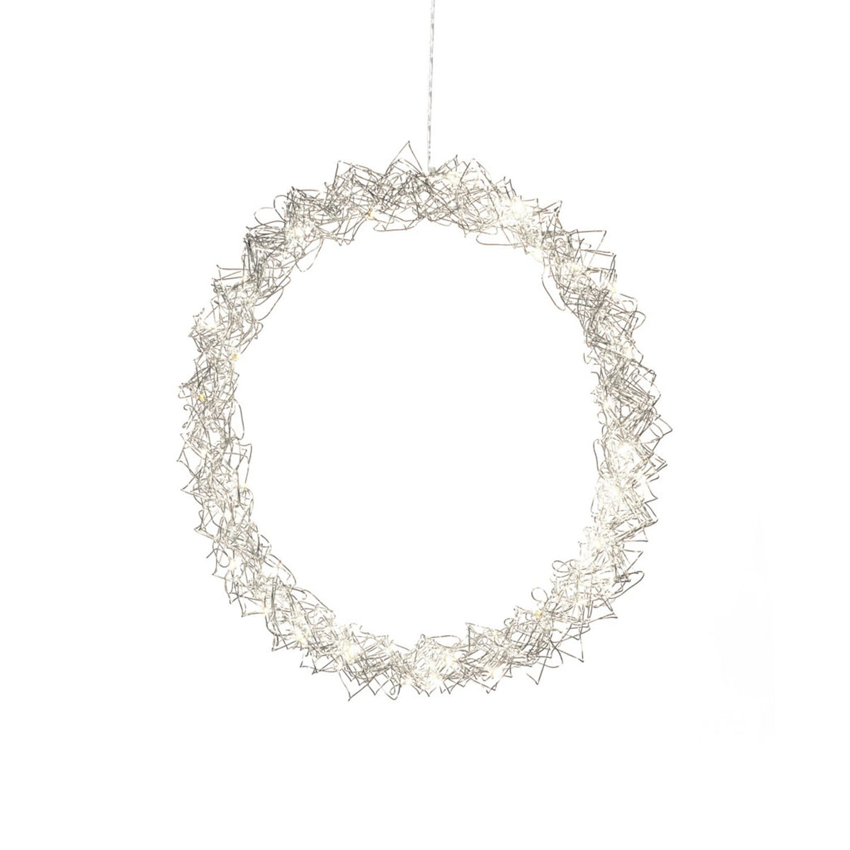 45 cm 40 varmvita LED Julkrans med Belysning Silver