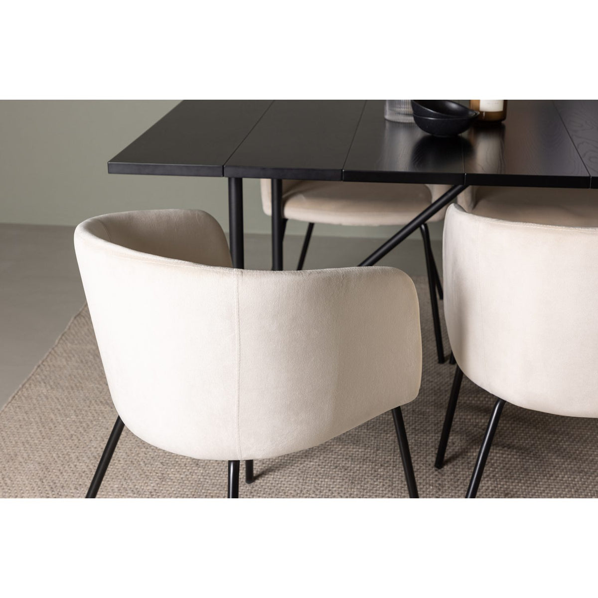Astrid, Berit Rektangulär matgrupp Beige,Svart, Svart, 200 x 90
